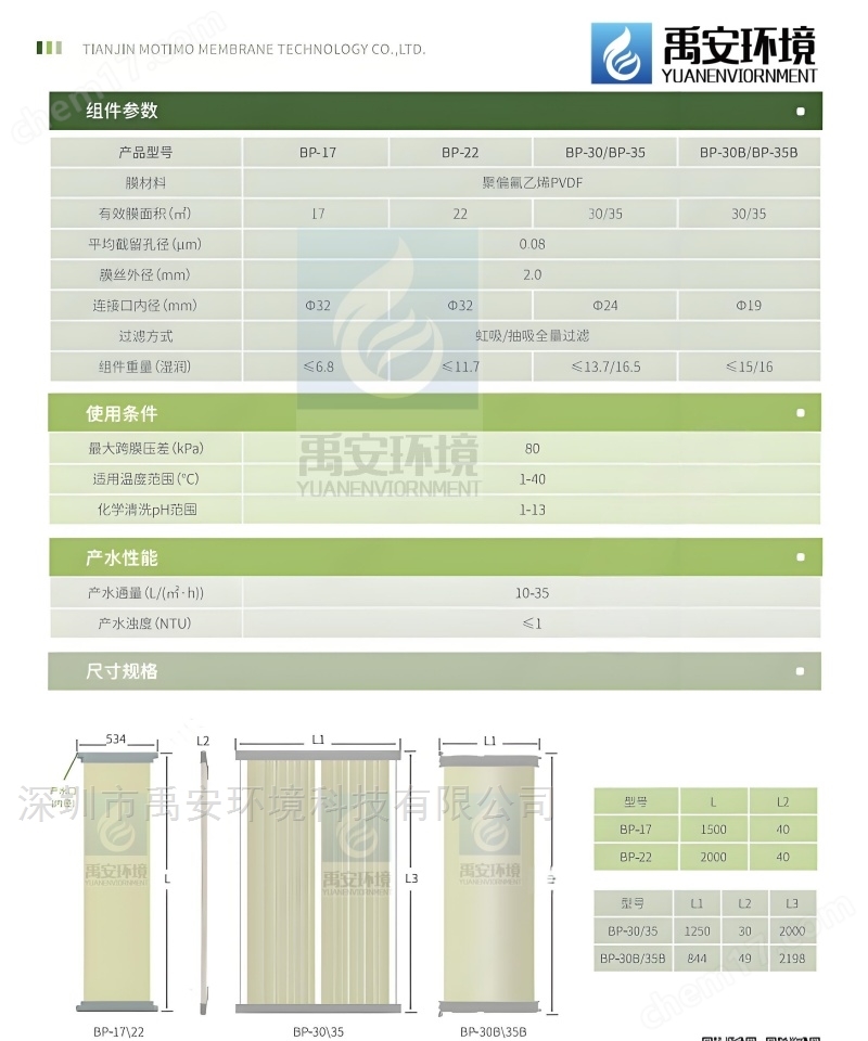 津膜科技簾式MBR膜BP-30制藥廢水處理膜組件