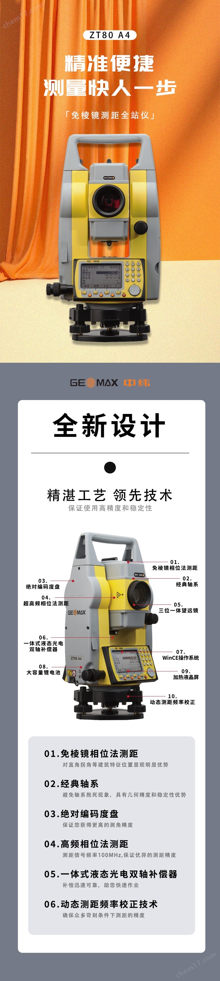 中緯ZT80A4合資高質(zhì)量高精度全站儀