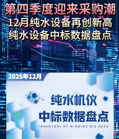 總金額超1662萬元 純水設備市場年底迎來新高