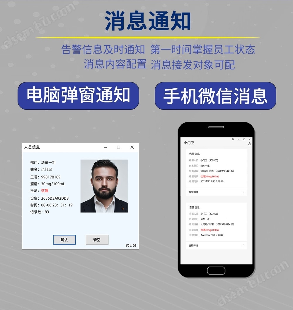小门卫中标酒精检测防代吹测血压测温速通门