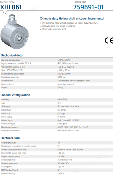 XHI 861 759691-01發(fā)電機聯(lián)軸編碼器linde