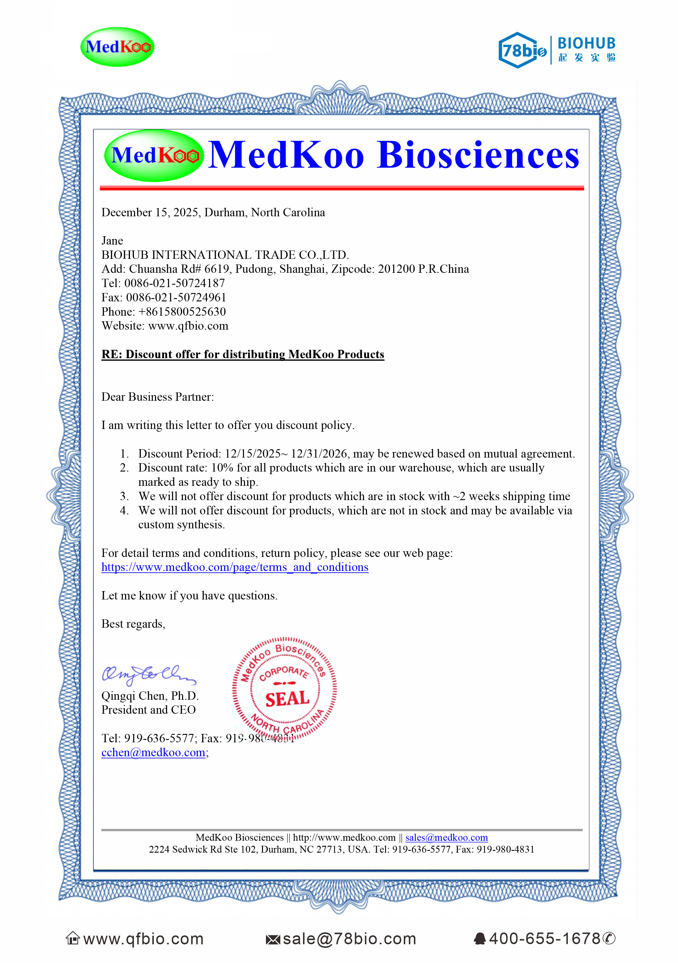 MedKoo Biosciences代理商 2026授权代理-上海起发